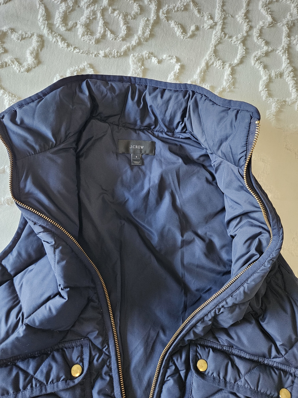 J. Crew Quilted Navy Blue Vest with Gold Buttons - Picture 3 of 5